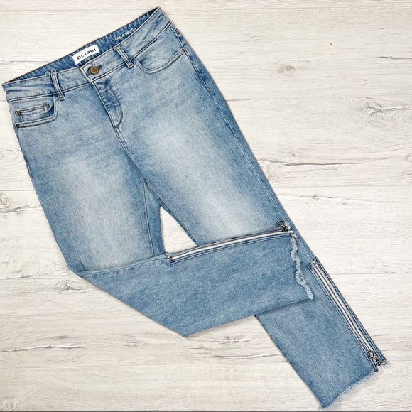 DL1961 Mara Instasculpt Straight Ankle, Marina, Zip Ankle, Size 28 - Picture 2 of 7